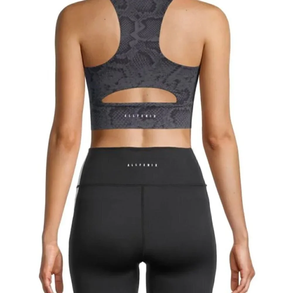 All Fenix Snake Blue Grey/Black Longline Racerback Sports Bra NWT Size Small